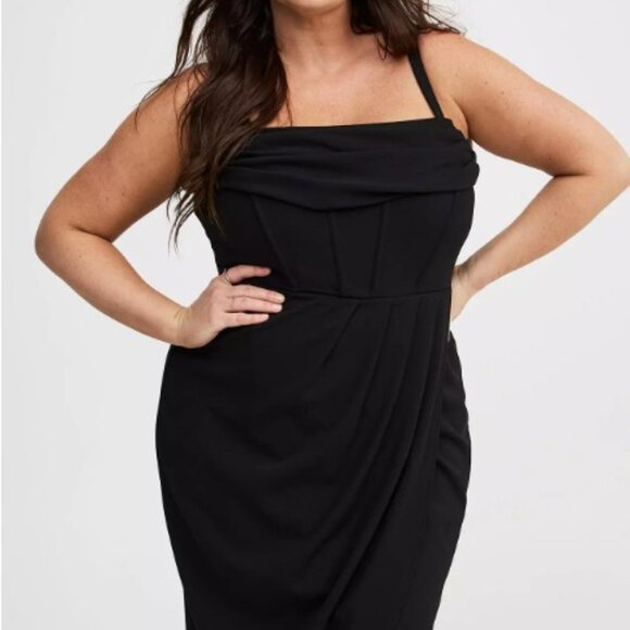 torrid Tulip Hem Bustier Midi Dress NWT Size 12 Black - Picture 4 of 6